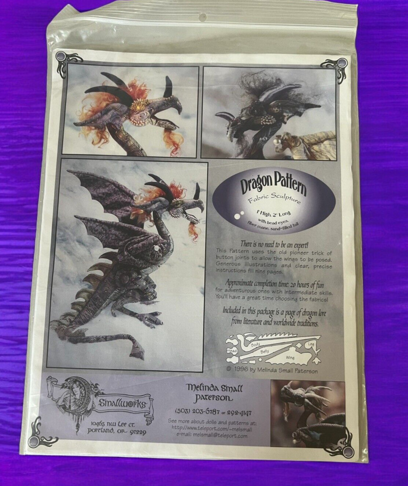 Dragon Pattern Fabric Sculpture Fantasy 2000 Smallworks