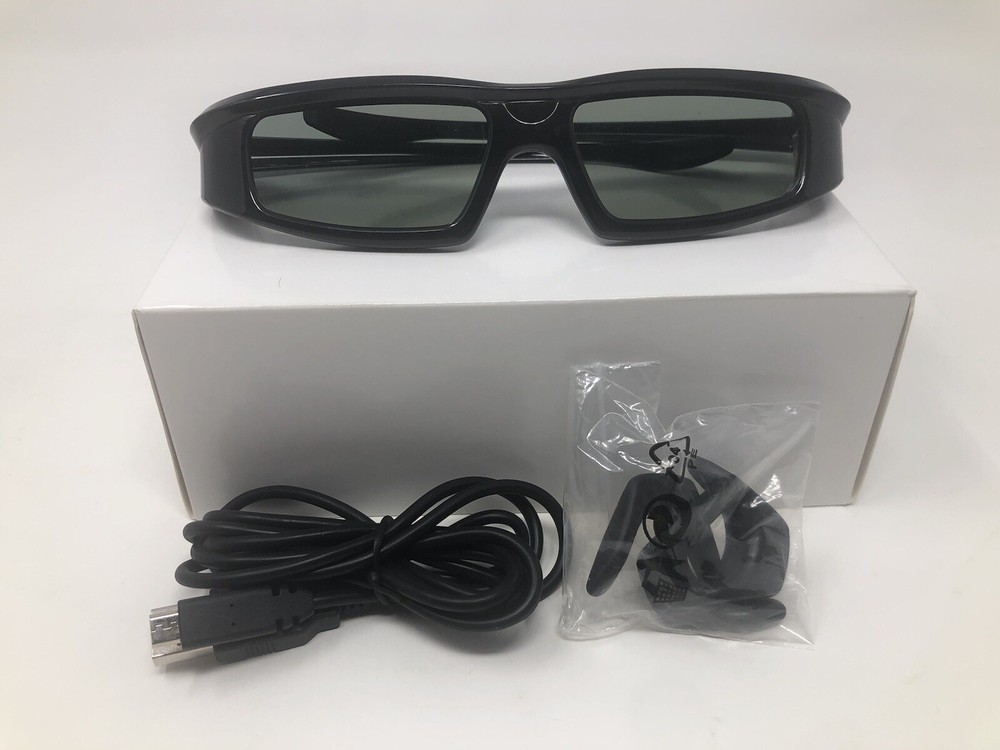 Active Shutter 3D Glasses Rechargeable W/ Accessories
