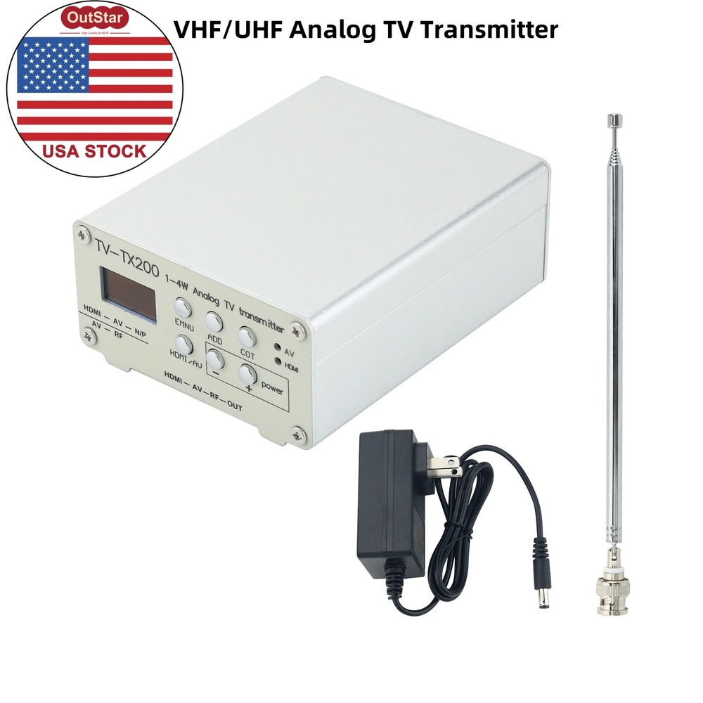 TV-TX200 VHF/UHF Analog TV Transmitter Support HD/AV Input with Antenna -USA