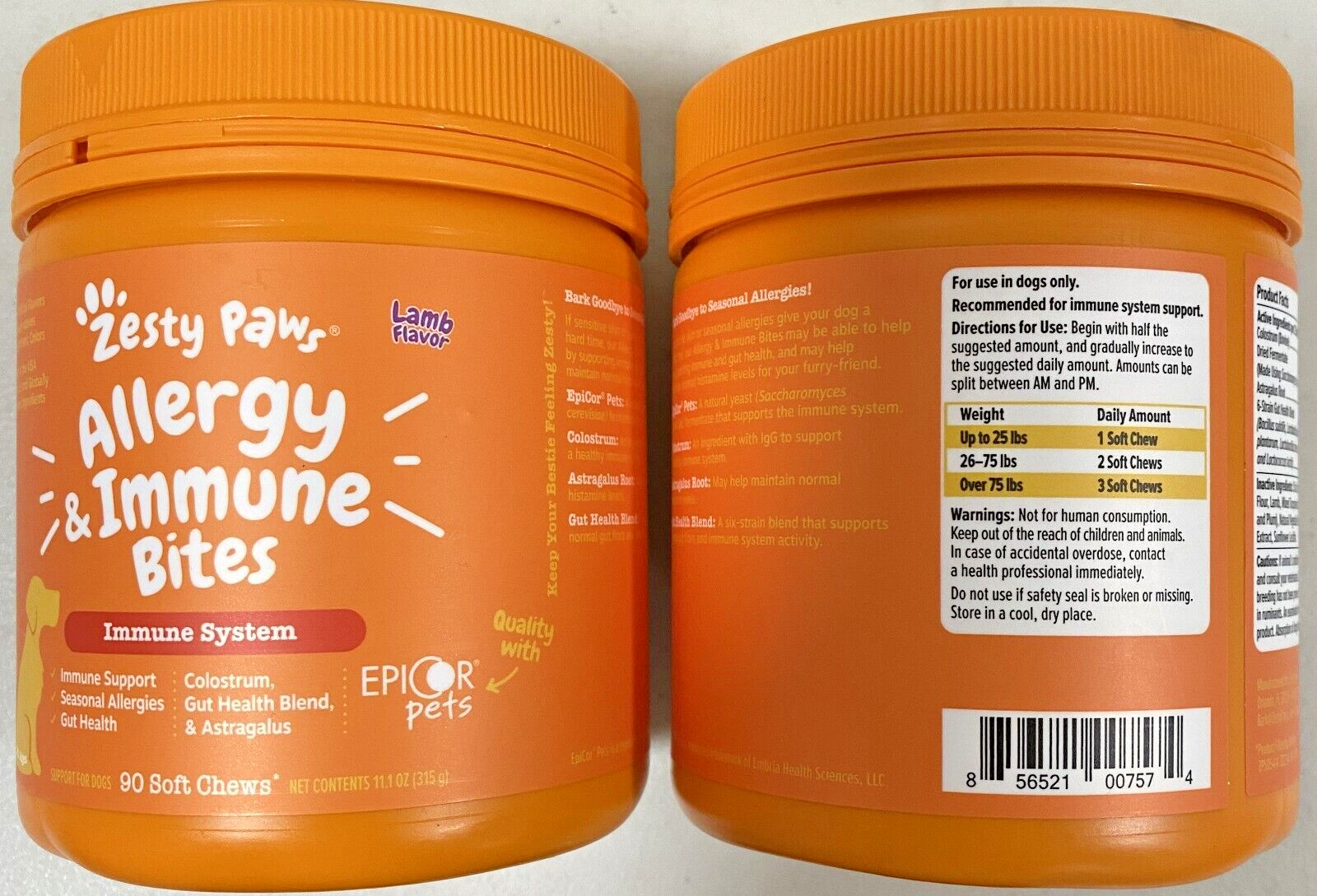 2 PACK Zesty Paws Allergy & Immune Bites Lamb Flavor 2 x 90 EXP 01/ 2027 & UP