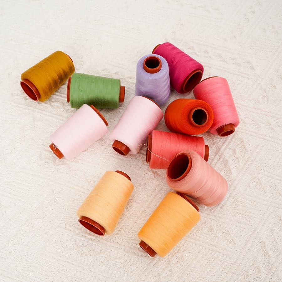 Polyester Sewing Thread Kit, 12 Colors, 800 Yards Each, Multi-Color Spools for M