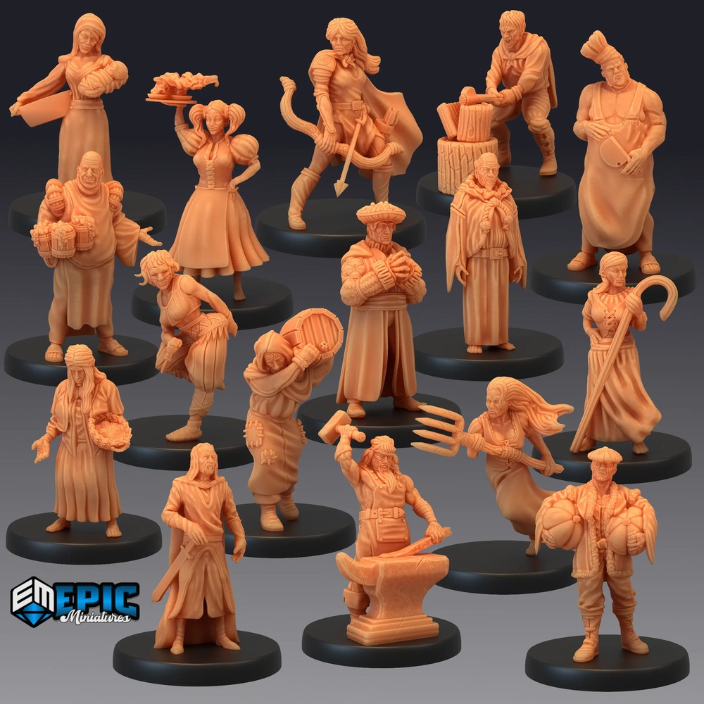 NPC Bundle Miniatures | Townsfolk Characters | DnD RPG Tabletop