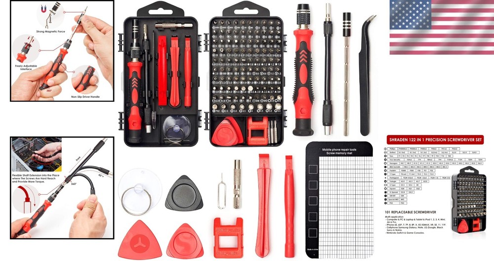 Magnetic Precision Screwdriver Set for iPhone, PC, Nintendo