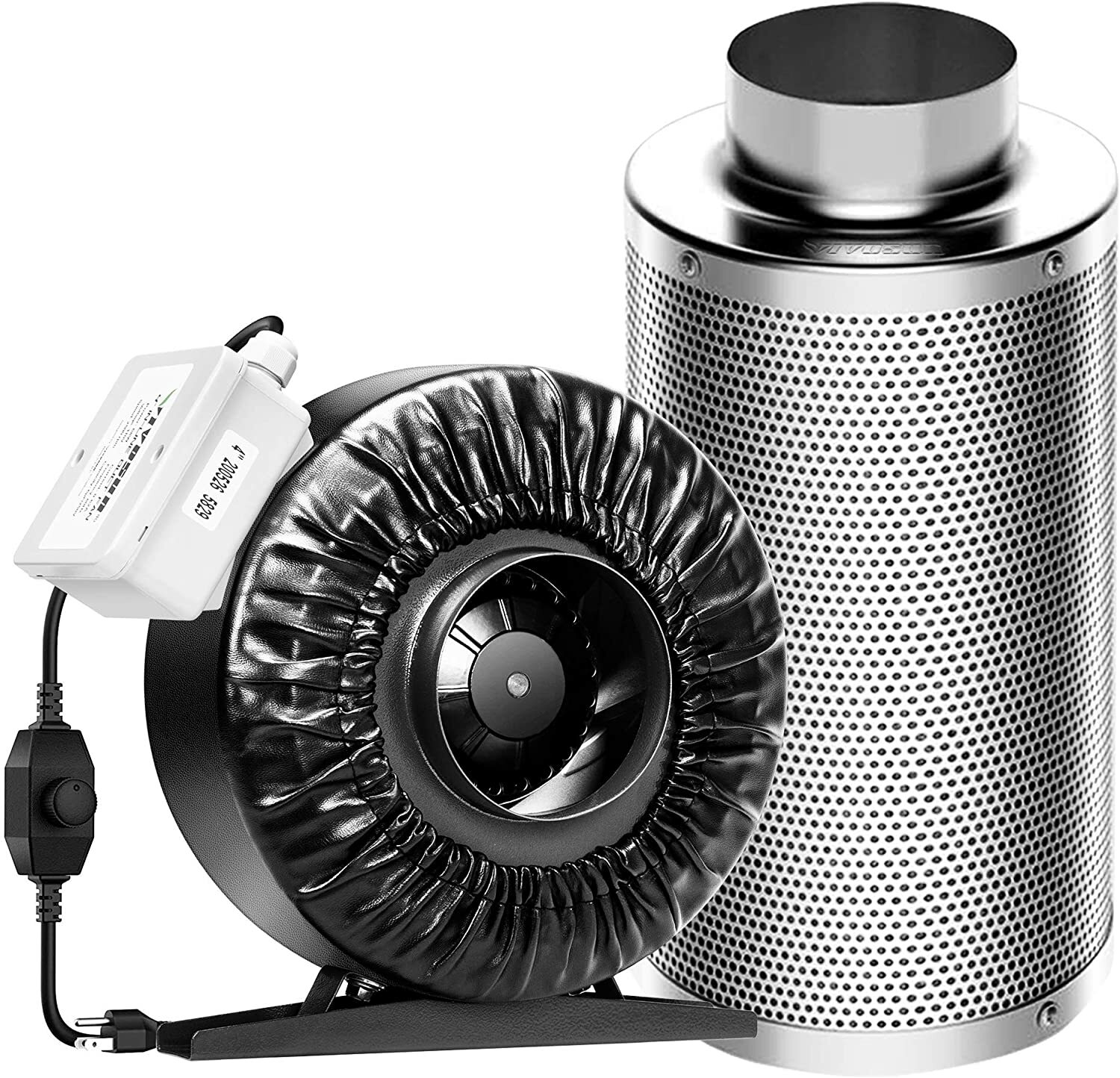 VIVOSUN 8 Inch 740 CFM Inline Duct Fan w/ 8" Carbon Filter Speed Control