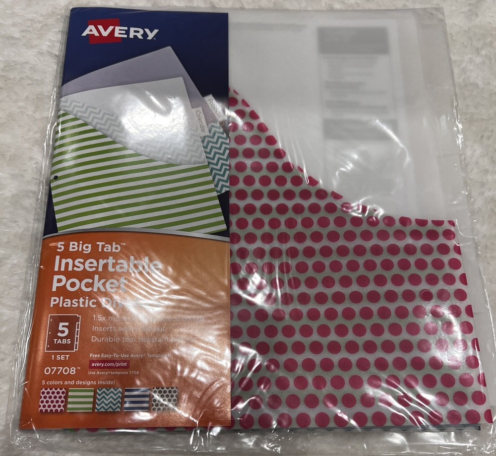 Avery 5 Big Tab Insertable Pocket Binnder Divider 1 Set
