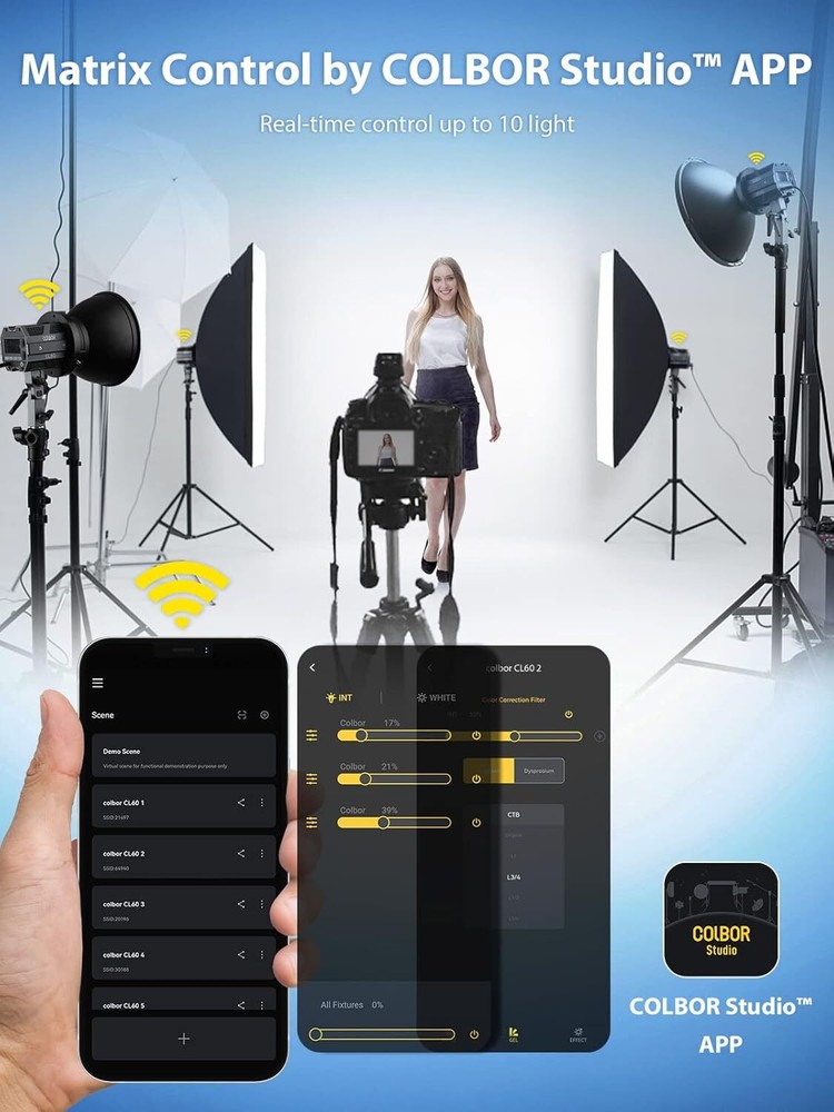 Colbor CL60 65W COB Continuous Light 2700K-6500K Video LED Light + VM2 Adapter
