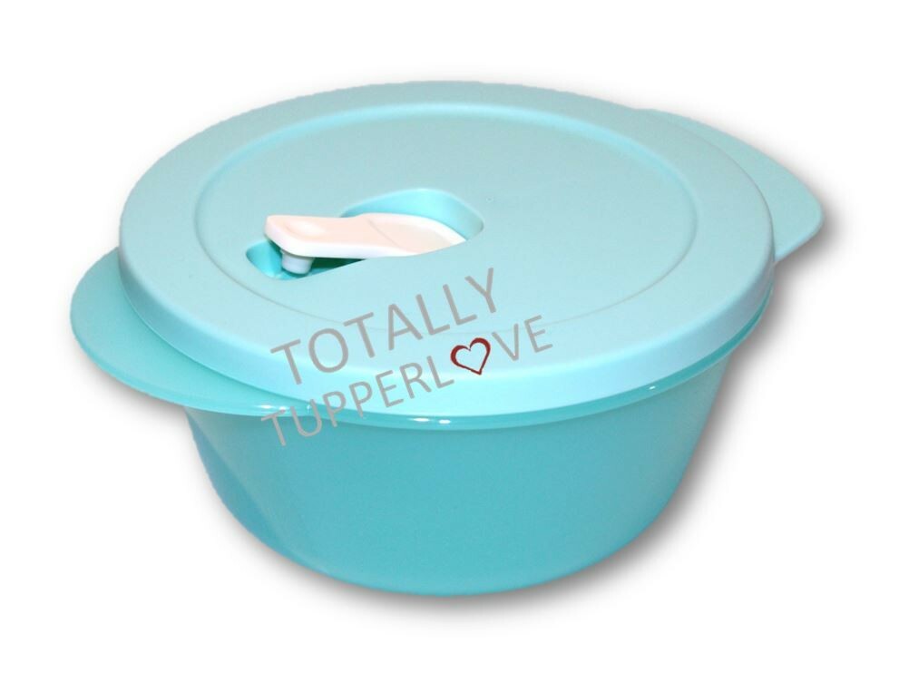 Tupperware Crystalwave Round 3.5 Cups w/ Vent Light Blue & White