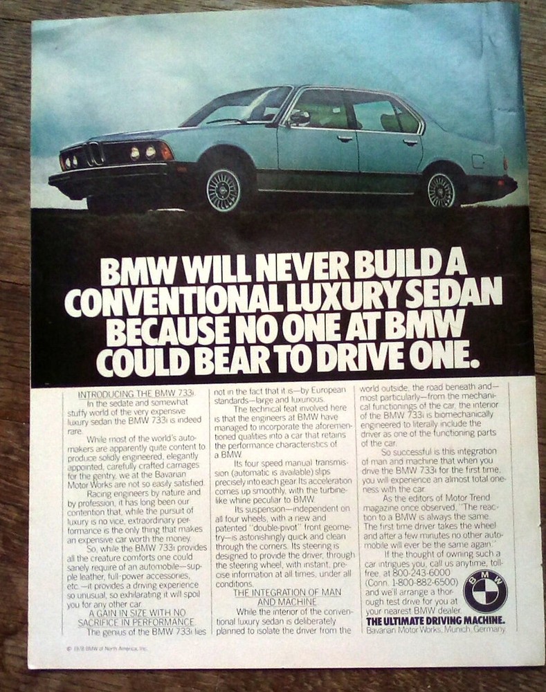 1978 BMW 733i Print Ad