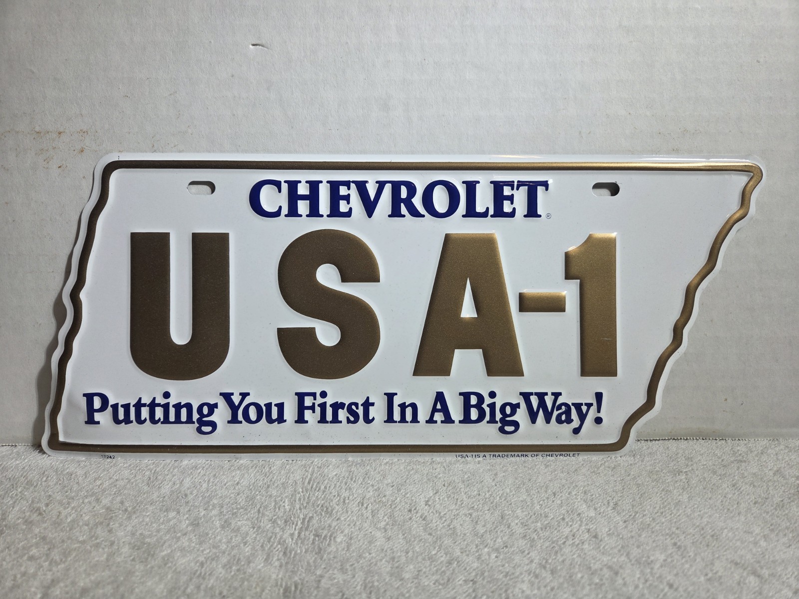 Vintage Tennessee CHEVROLET USA-1 Booster License Plate State Shaped