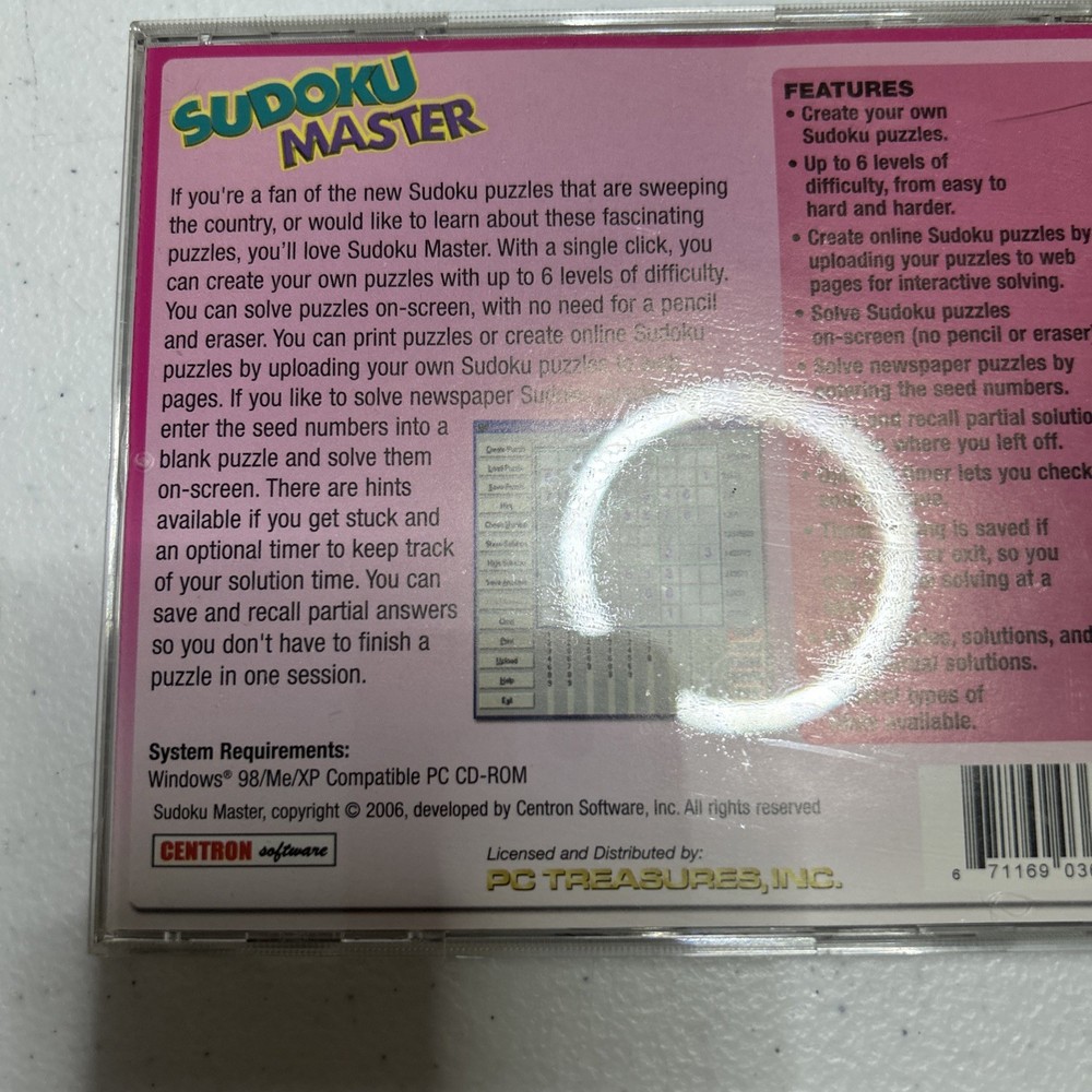 Sudoku Master PC CD ROM 600 Unique Puzzles