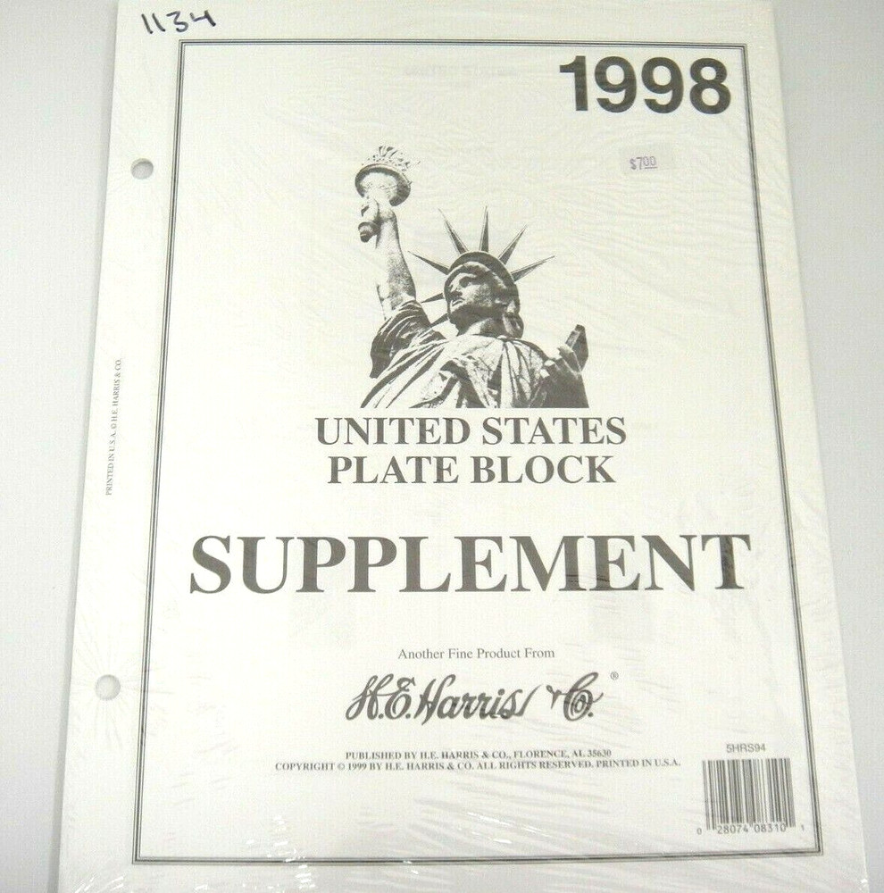 Harris 1998 United States Plate Block Album Supplement 5HRS94 NOS