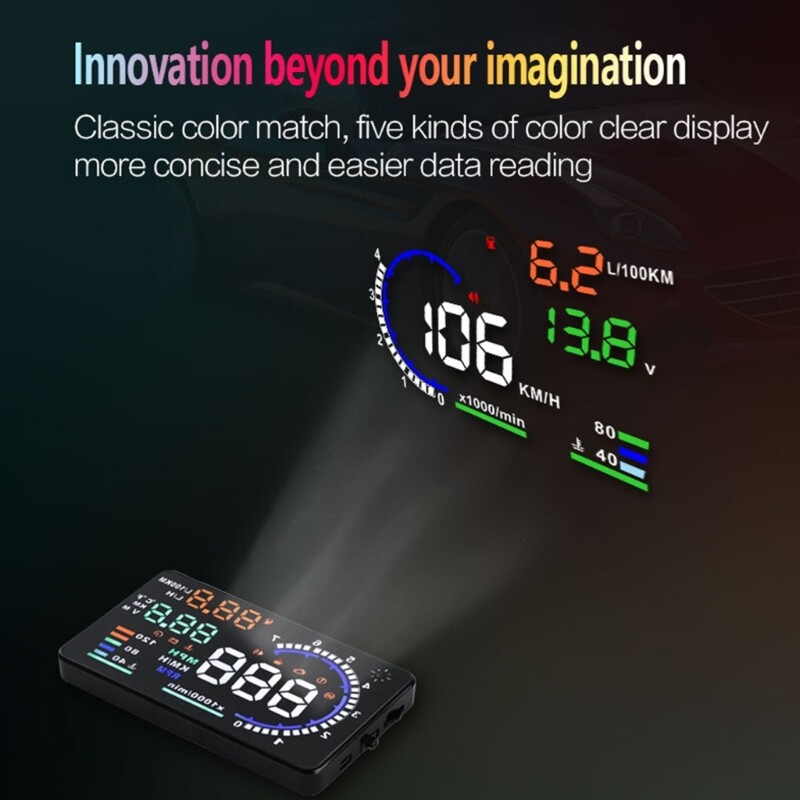 Head Up Display Digital Navigation Speedometer Overspeed Alarm Meter Projector