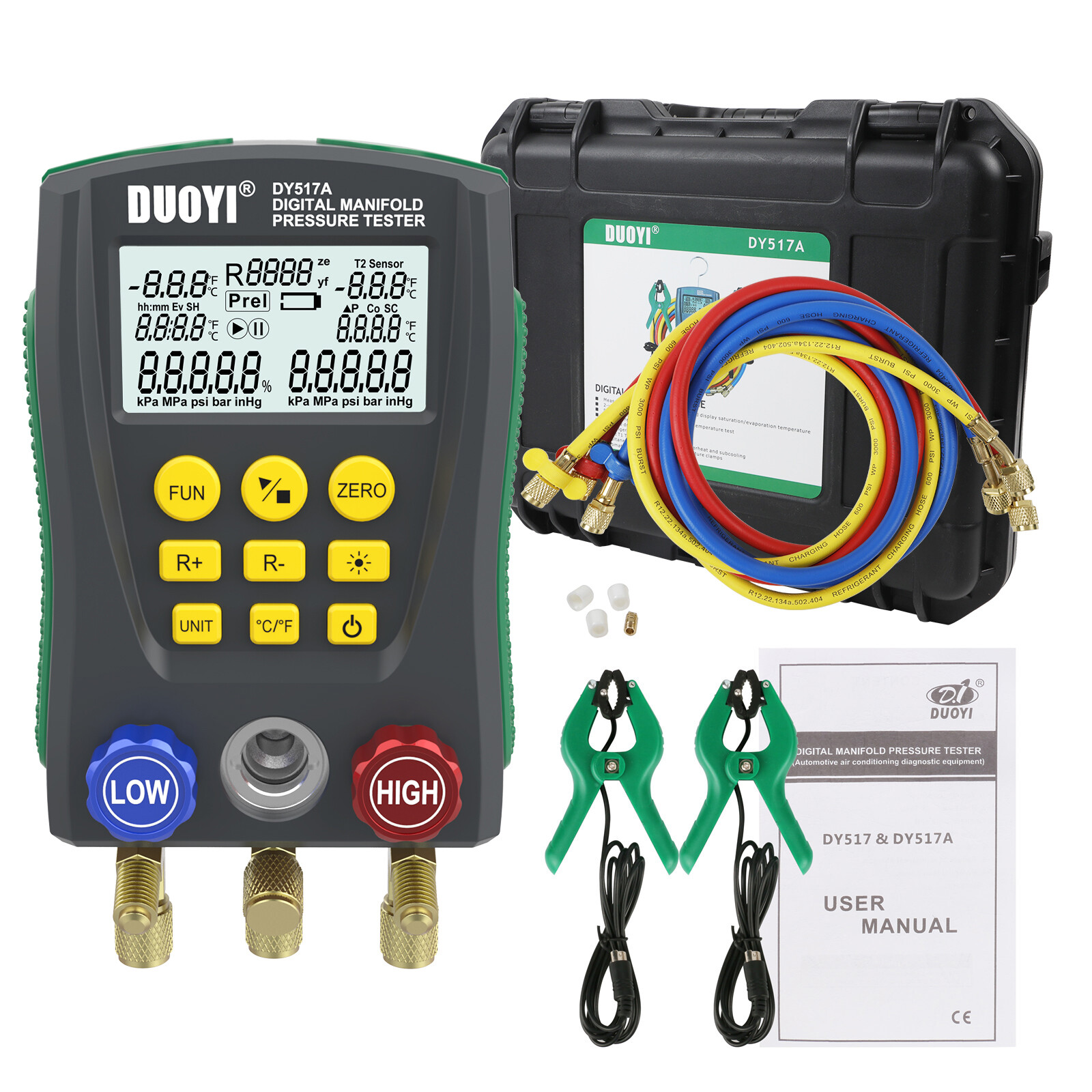 DUOYI DY517 Refrigeration Digital Manifold Gauge Meter HVAC Vacuum Pressure