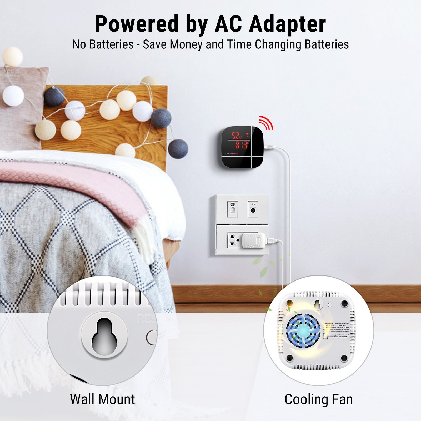 ThermoPro TP-90 Smart WiFi Thermometer Hygrometer with App & Alexa Voice Control