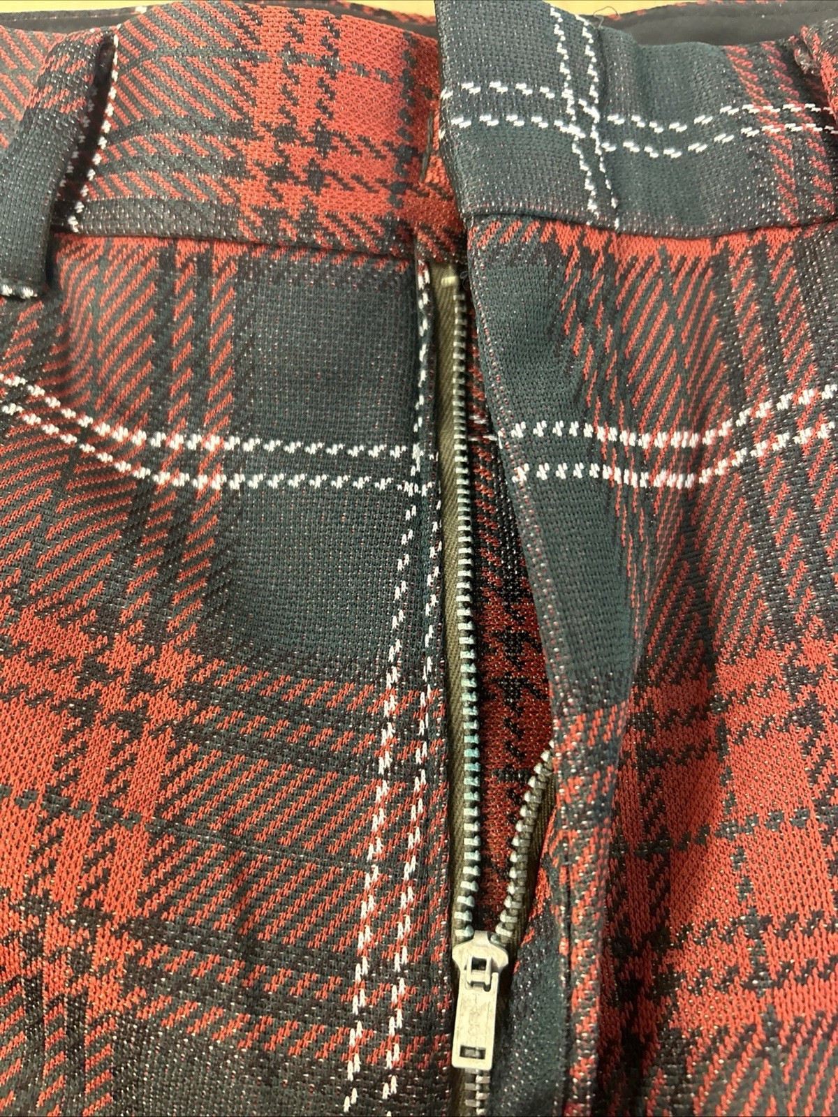 VTG 70s Farah Polyester Pants High Waist Wide Leg Disco Mens Size 34x29 Plaid