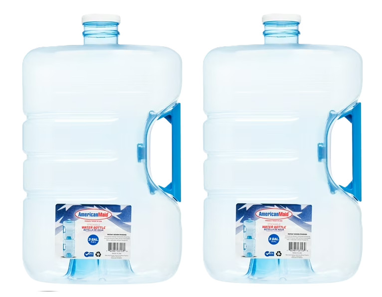 (2 Pack) American Maid 3 Gallon Stackable Water Jugs, Refillable Storage Bottles