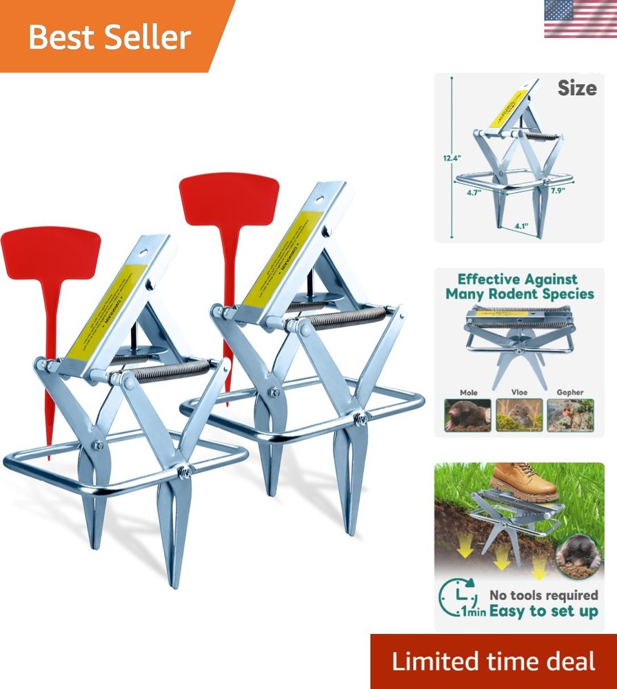 Versatile 2 Pack Mole Traps - Effective Scissor Design for Lawn Protection