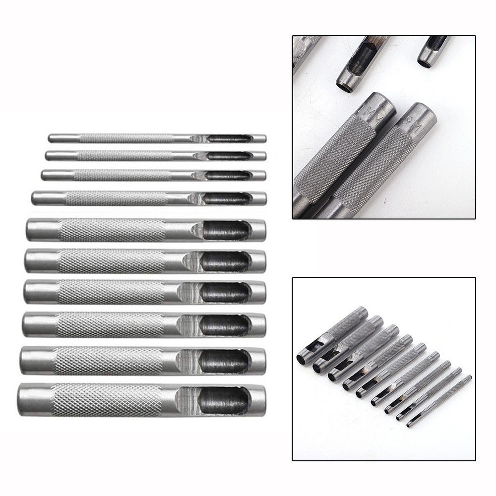 Premium Leather Punching Tools Set 10pcs for Precise Hole Drilling 110mm