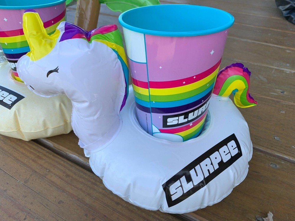 Unicorn & Palm Tree Inflatable Floating Cup Drink Beverage Pool Float