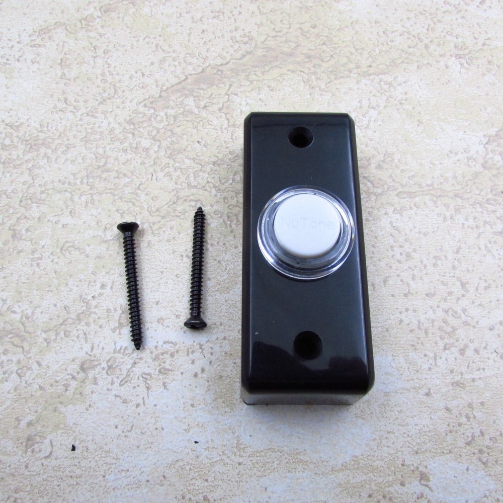 NuTone PB69LBL Wired Lighted Rectangular Black Pushbutton Doorbell Button