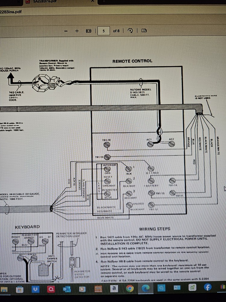 Nutone Security Digital Remote Control System Model SA-2283 for SA-2284 Keyboard