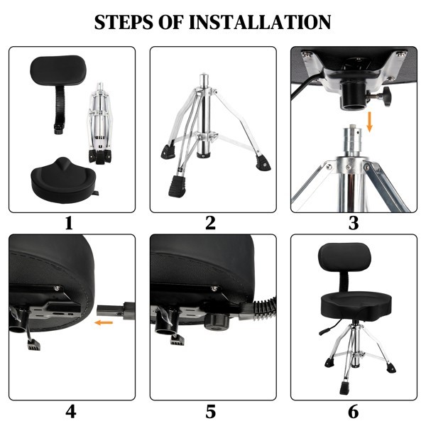Drum Throne with Backrest Hydraulic Drum Stool Adjustable Height Heavy Duty Sadd