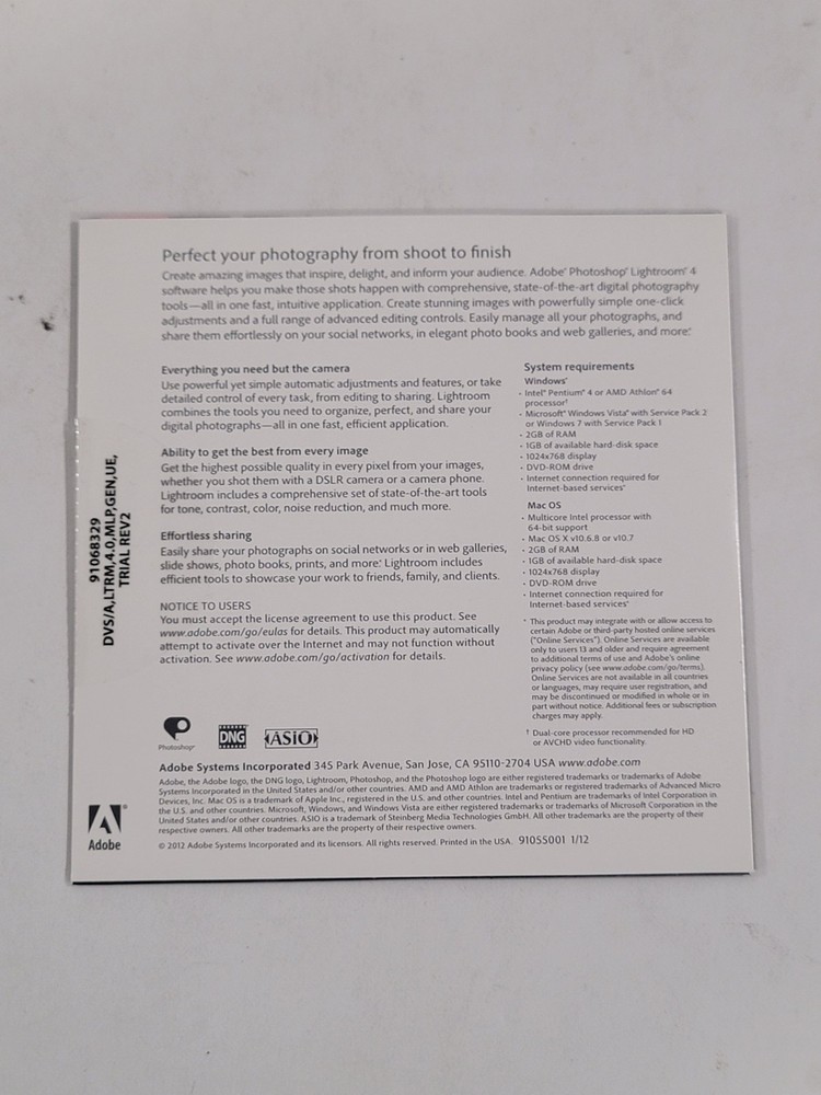 Adobe Photoshop Elements 10 Big Box Complete with Serial Number