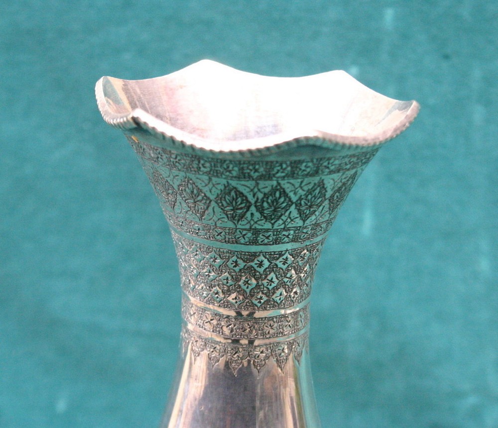 Ali Baba Pair Fine 84 Sterling Silver Middle Easter 11"1/2 H Vases