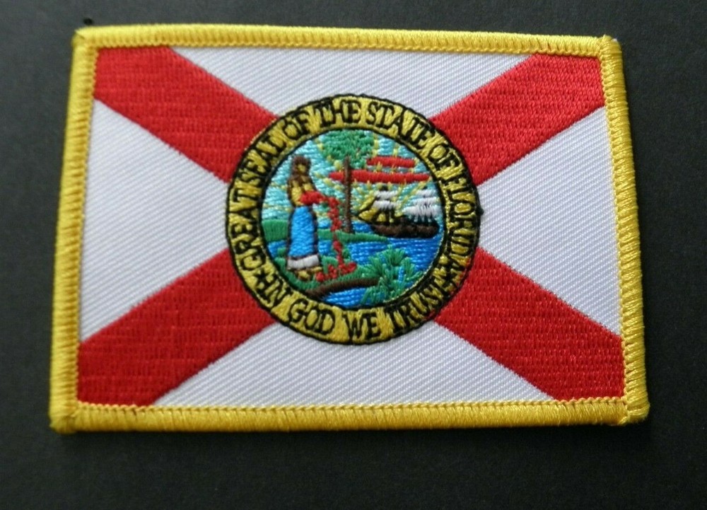 FLORIDA STATE RECTANGLE IRON ON ARM PATCH 2.25 X 3.25 INCHES