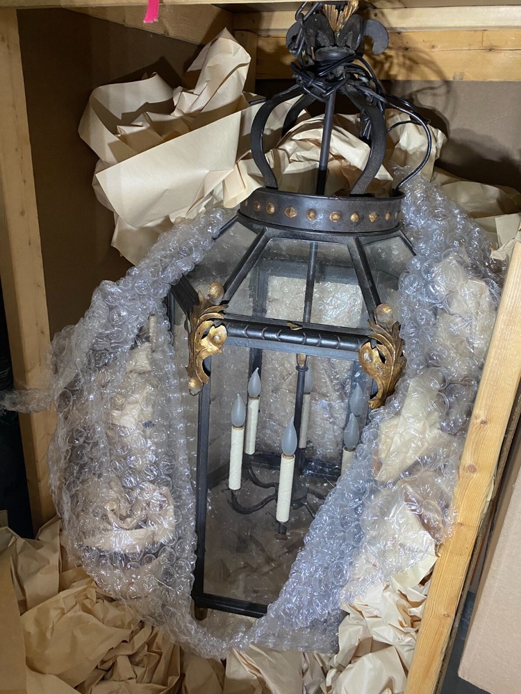 Iron and Brass Accent Lantern by John Roselli