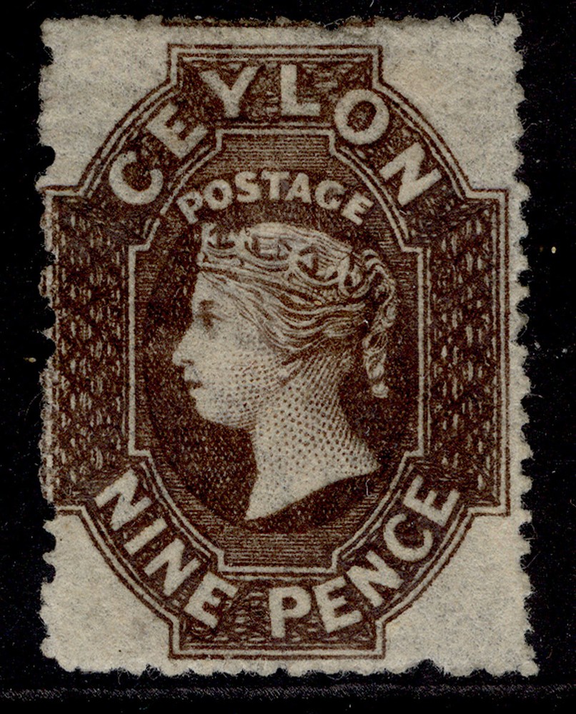 CEYLON QV SG33, 9d deep brown, M MINT. Cat £160.