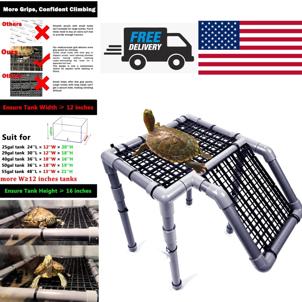 Turtle Basking Dock 10 Inch Wide Aquatic Platform with Secure Suction Cups