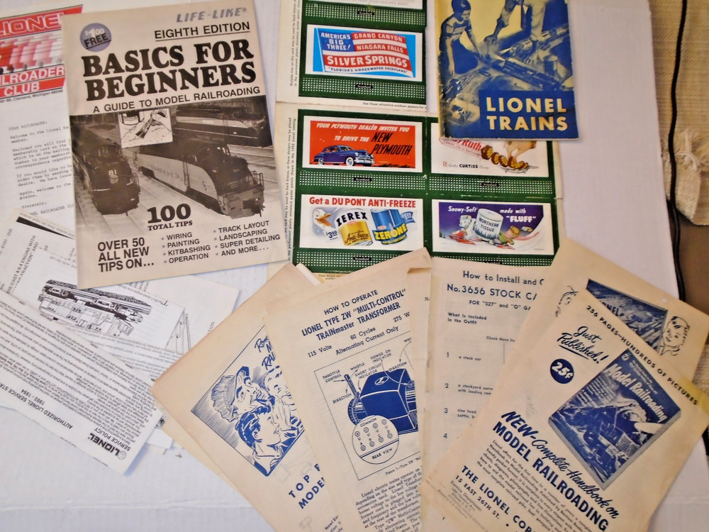 ASSEMBLING & OPERATING LIONEL TRAINS INSTRUCTIONS, 6 MINIATURE BILLBOARD SIGNS