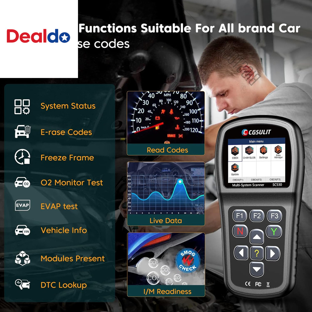 OBD2 Scanner, All System Code Reader for Dodge Chrysler Jeep Car Scanner with Re