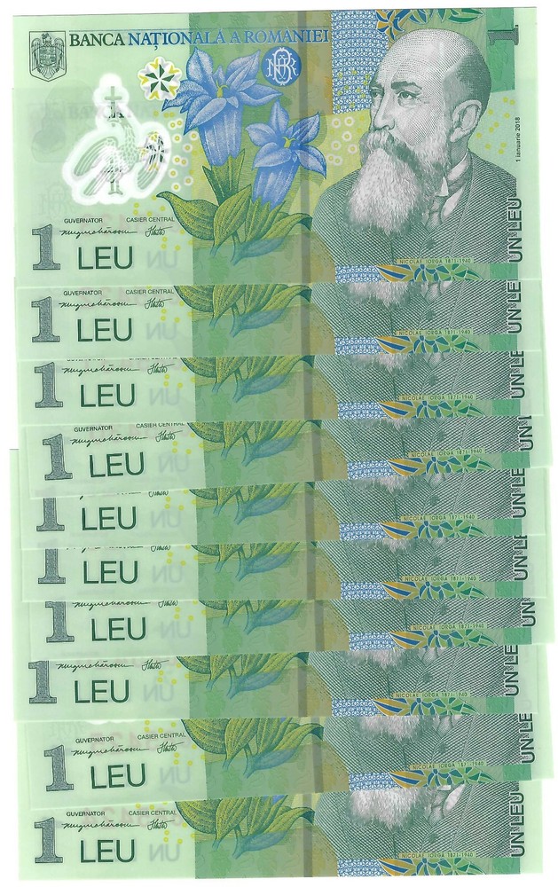 Romania 10x 1 Leu 2024 UNC