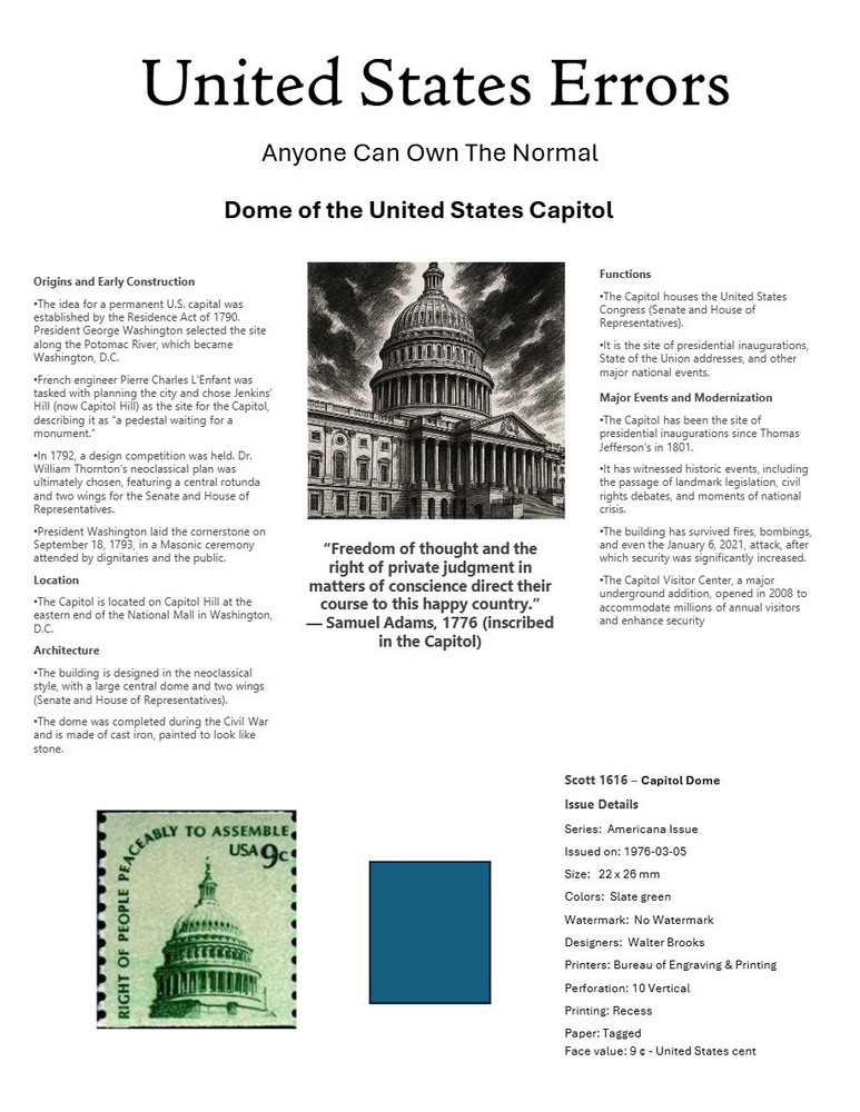 Centsational Custom Presentation Panel For Error SN 1616 - 8.5” X 11”