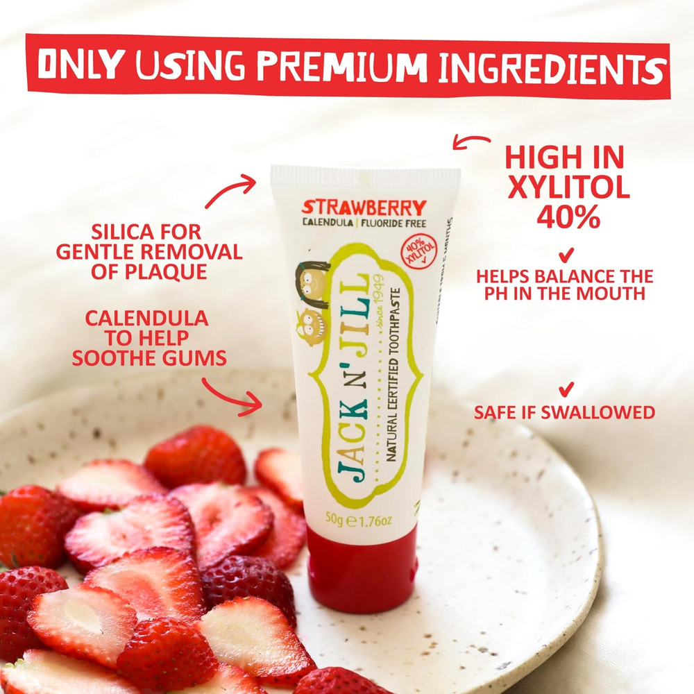 Jack N' Jill Natural Toddler Toothpaste - Fluoride Free Training Toothpaste for