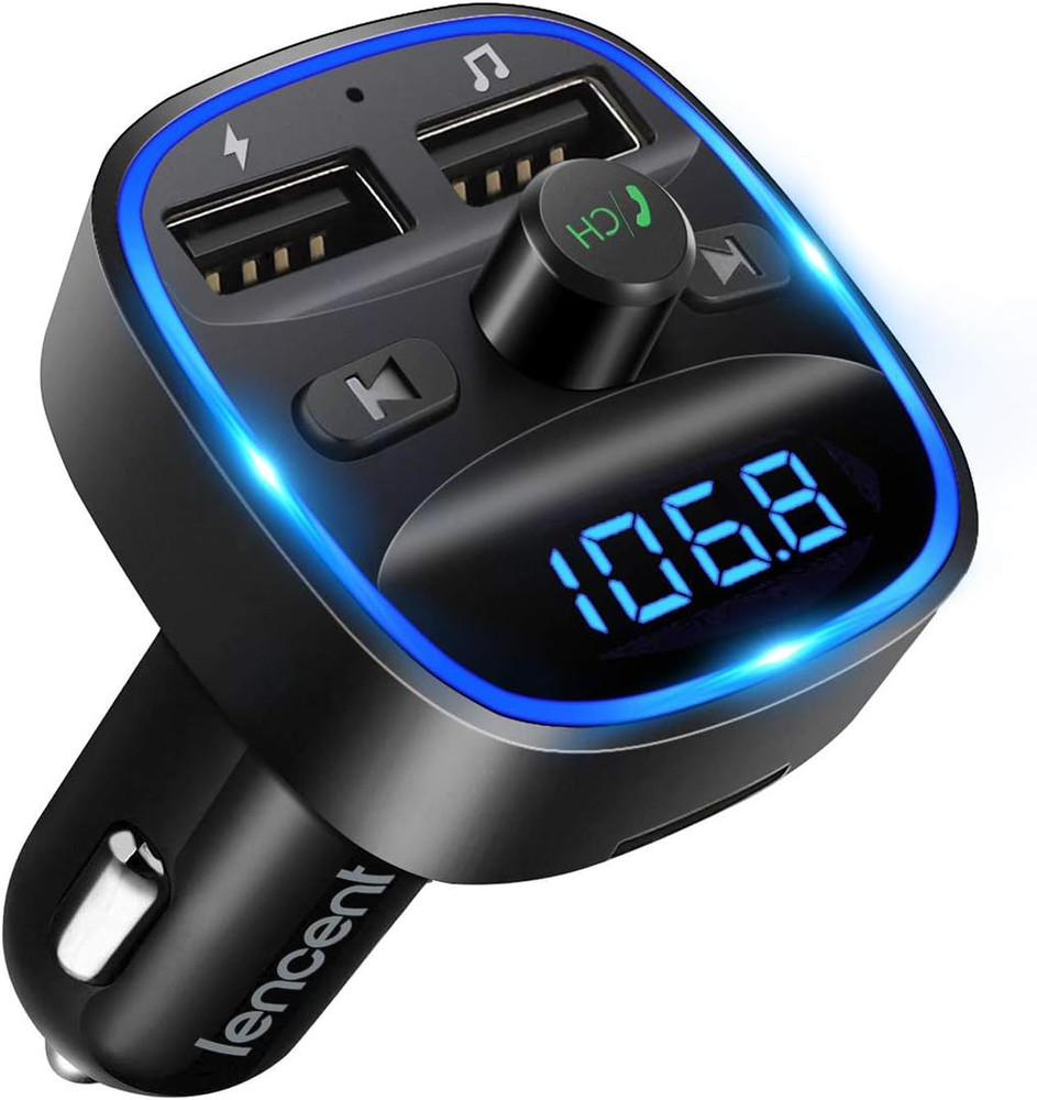 Bluetooth FM Transmitter, Wireless Radio Adapter Car Kit, Dual USB Charging