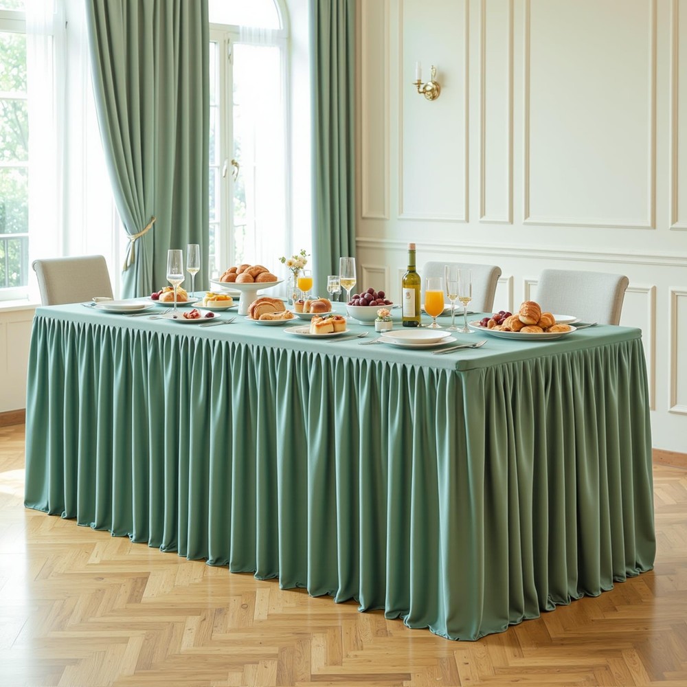 2 Pack Sage Green Rectangle Table Clothes for 6 Foot Tables, Polyester Fitted...