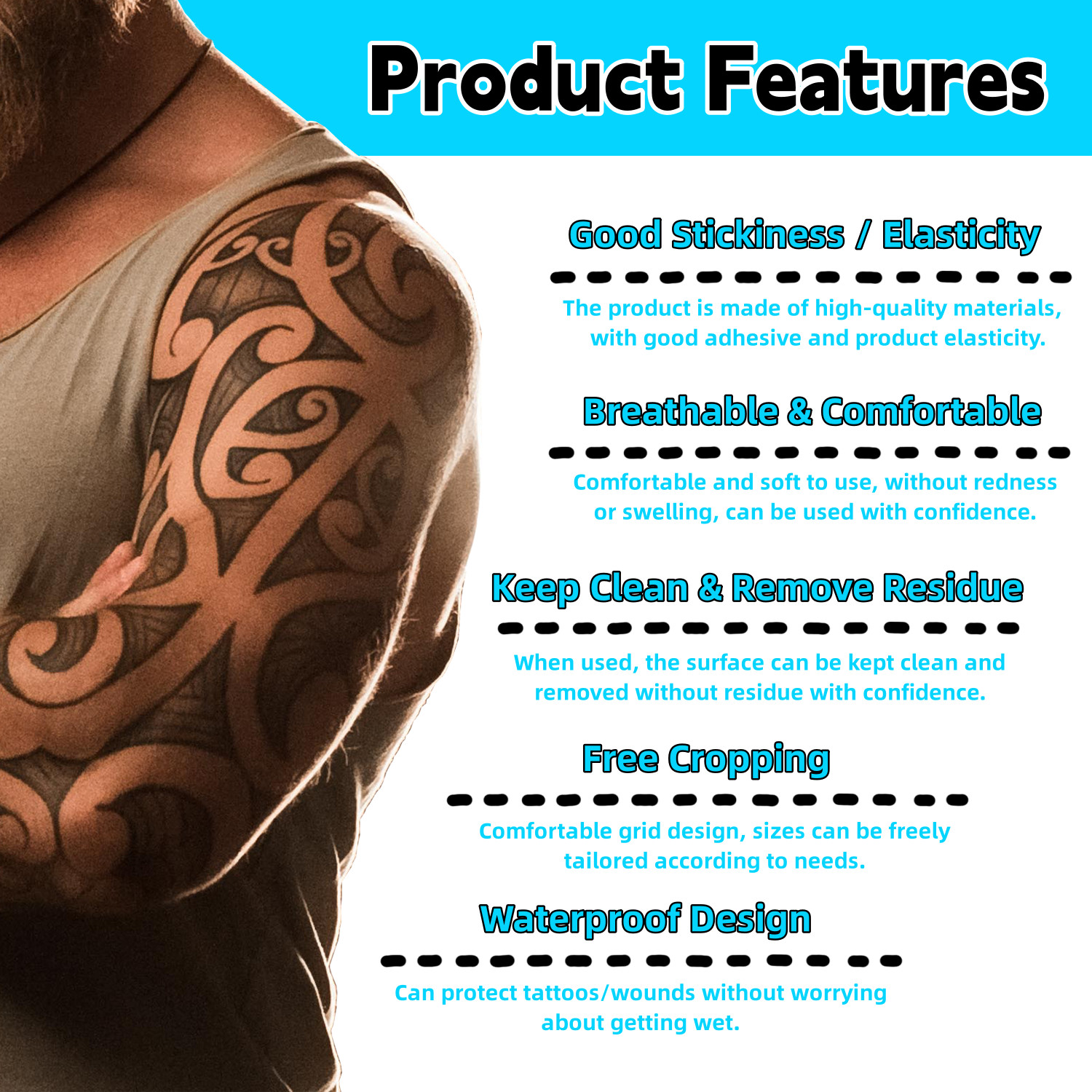 8 Inch x5 Yard Tattoo Aftercare Waterproof Bandages Second Skin Bandage Tattoo