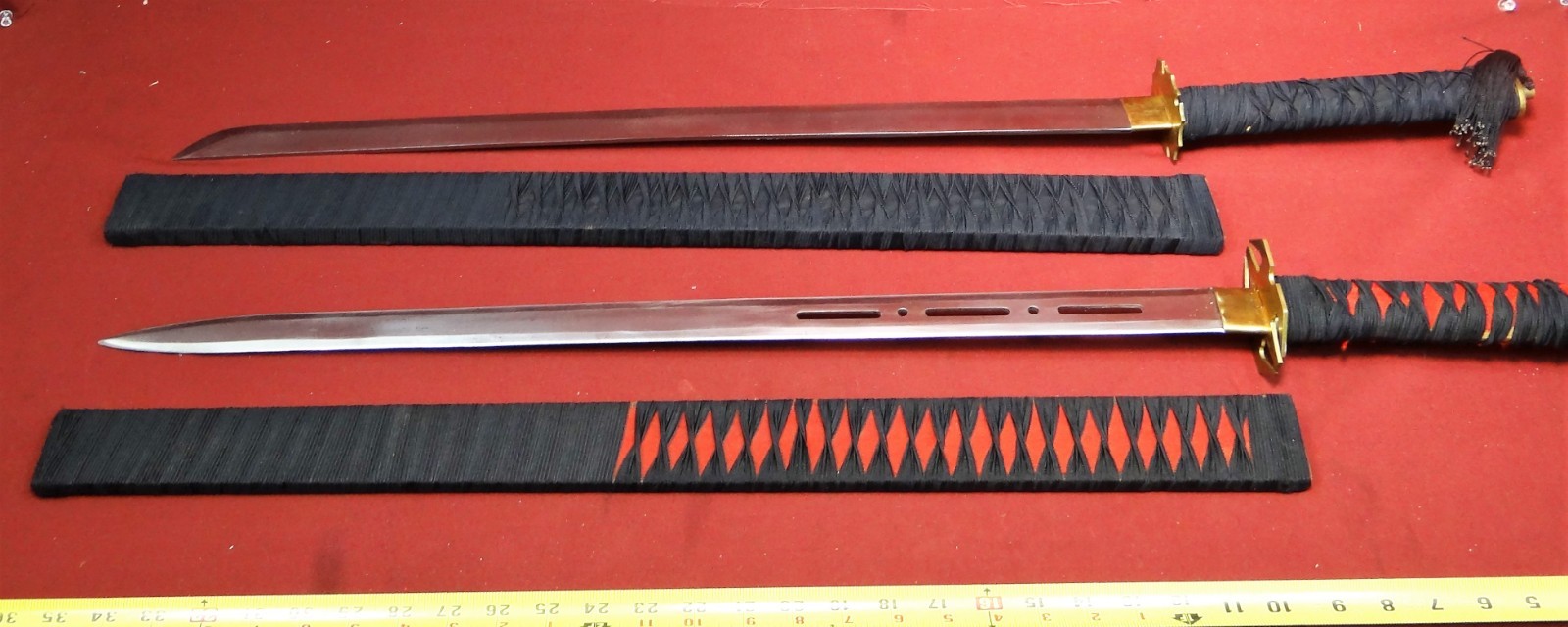 Pair of Contemporary Japanese Type Samurai Swords w/Wood Scabbards