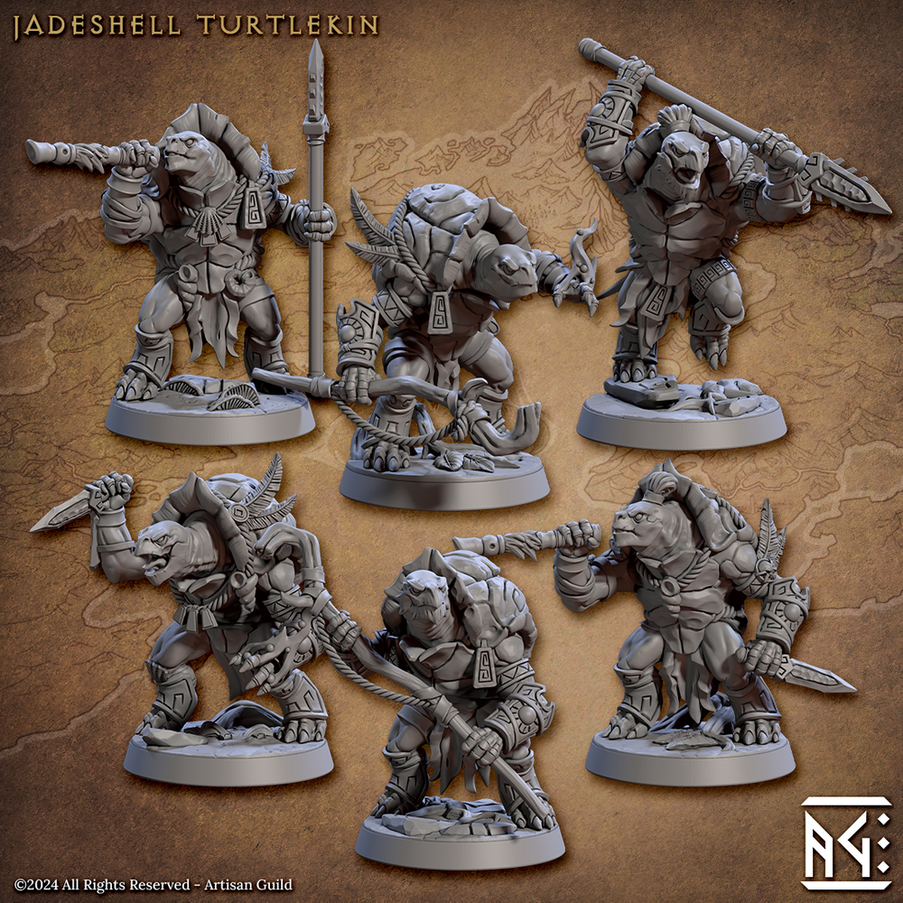 Jadeshell Turtlekin | Artisan Guild Miniatures | Compatible with D&D/AoS