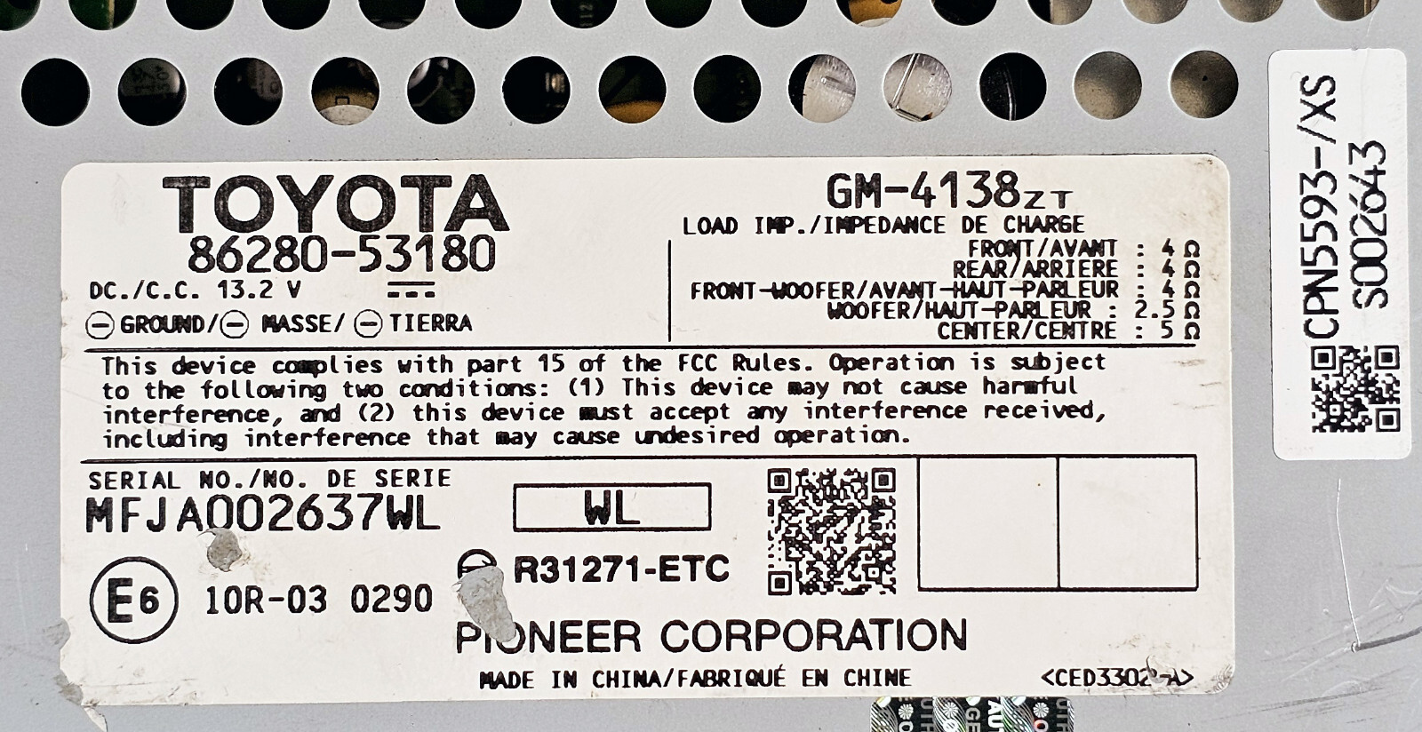 Lexus IS250 IS350 2014-2016 Factory 86280-53180 PIONEER AMPLIFIER OEM JDM USED