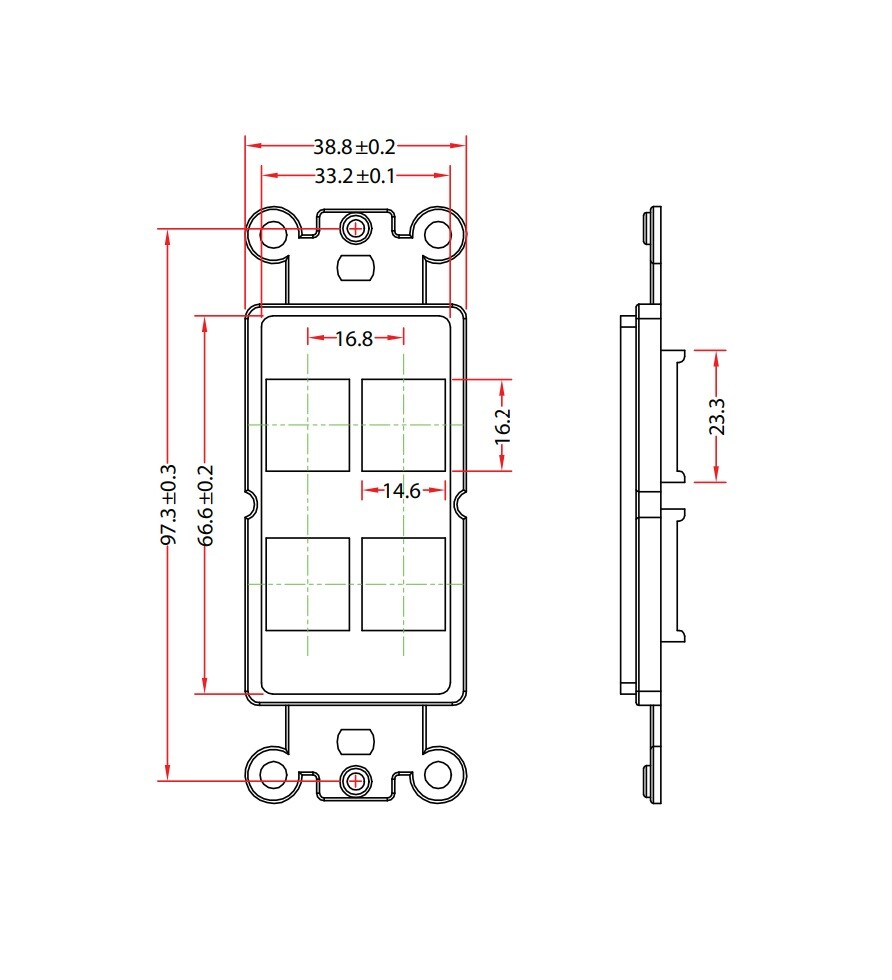5-Pack 4-Port Decora Keystone Jack Insert Wall Plates, White