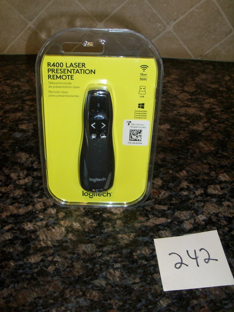 NEW Logitech R400 Wireless Laser Presentation Pointer Remote USB Receiver w/ bag