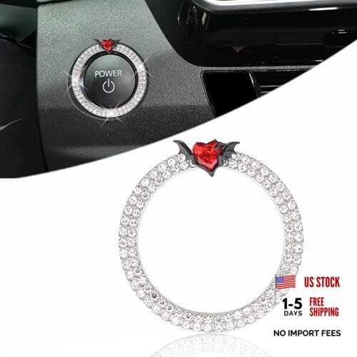 Red Devil Heart Push Start Button Ring Car Decor for Women Girly Engine Start