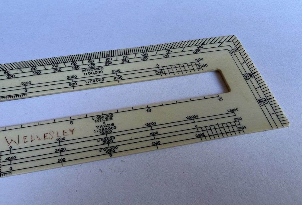 Vintage Original WW2 Ivorine 6" Rectangular Protractor Mk IV Map Measuring Tool