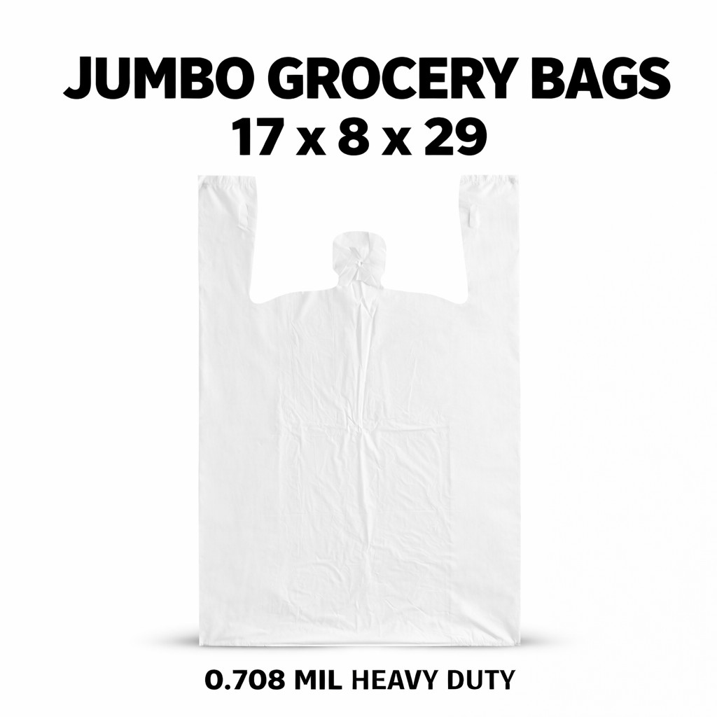 Bags Multi Purpose 17" x 8" X 29" 0.70 Mil Plastic White Jumbo T-Shirt Shopping
