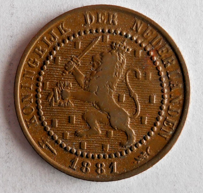 1881 NETHERLANDS CENT - Excellent Coin - FREE SHIP - Netherlands Bin #E