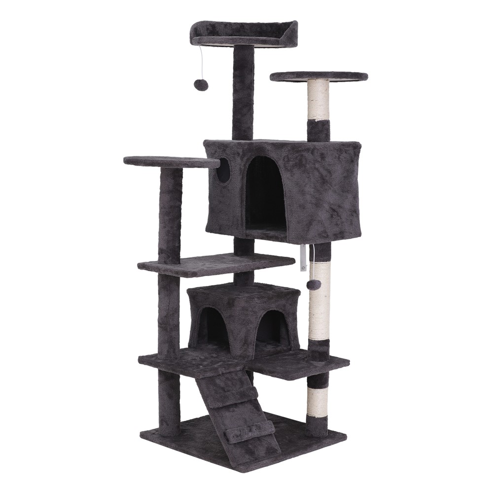 55 inch Cat Activity Tree Tower Great For Climbing、Playing、Scratching & Relaxing
